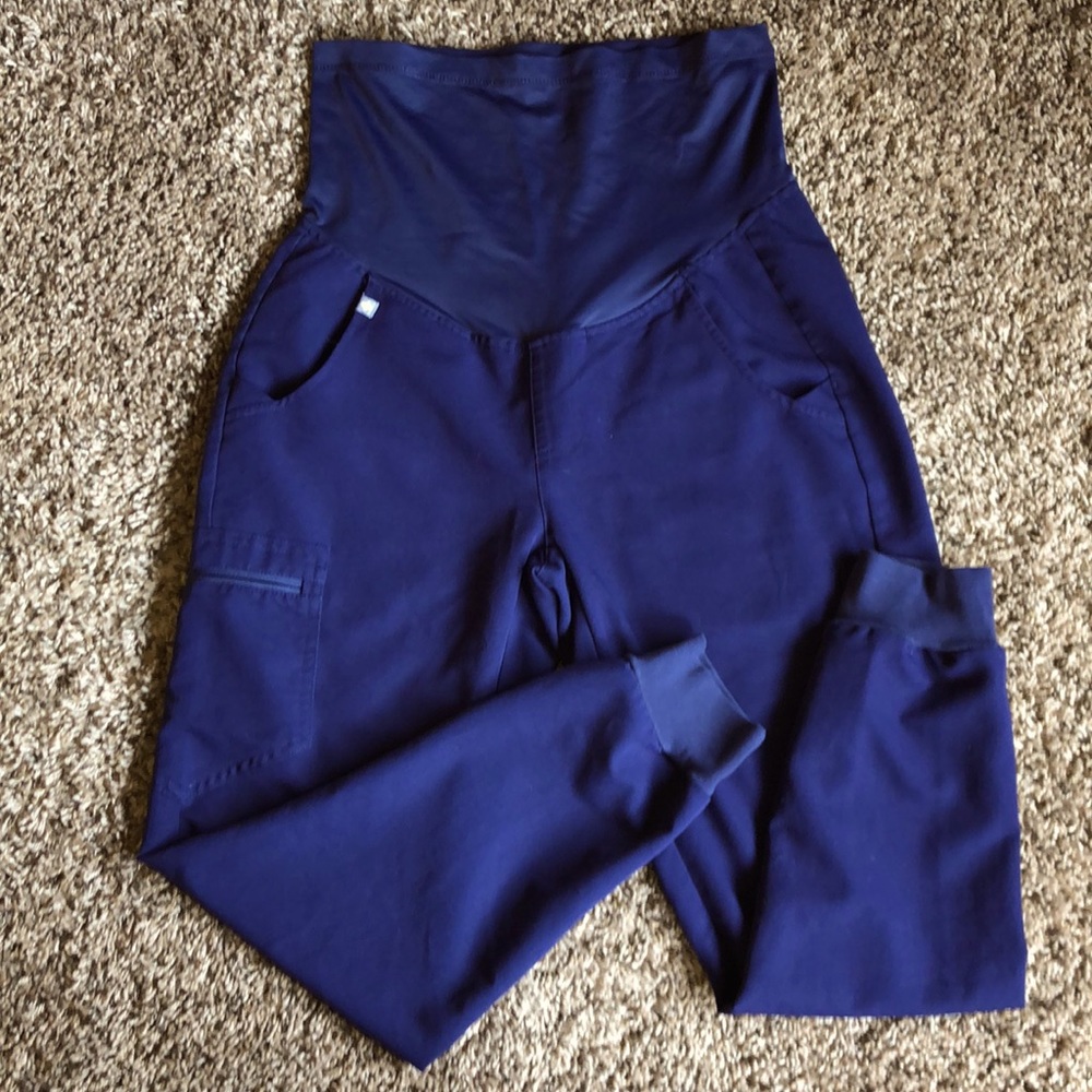 FIGS XS/P NAVY ZAMORA MATERNITY SCRUB PANTS